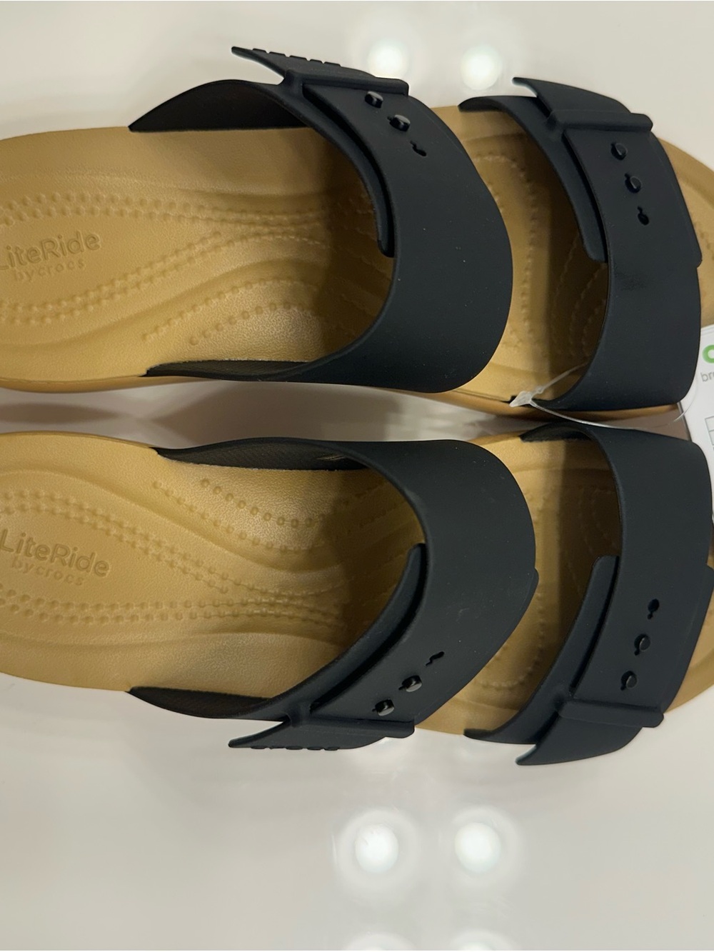 CROCS LiteRide Brooklyn Low Low Sandal in Black and Tan